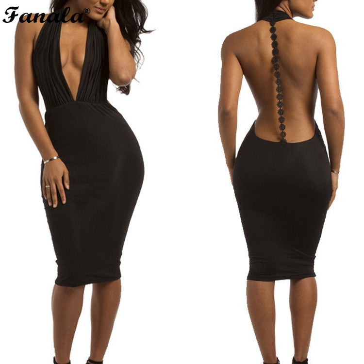 Backless V-Neck Dress